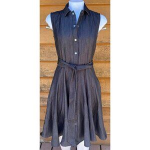 Calvin Klein Womens Sleeveless Heavyweight Stretch Denim Dress Snap Buttons Belt